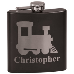 Trains Black Flask Set (Personalized)