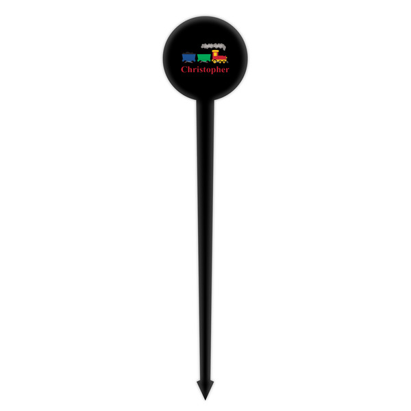 Trains Black Plastic 4" Food Pick - Round - Single Pick
