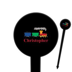 Trains 6" Round Plastic Food Picks - Black - Double Sided (Personalized)