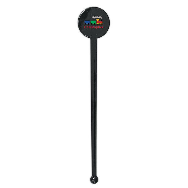 Trains Black Plastic 7" Stir Stick - Round - Single Stick