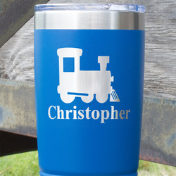 Trains 20 oz Stainless Steel Tumbler - Royal Blue - Single Sided (Personalized)