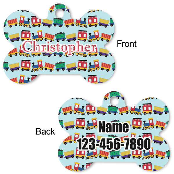 Trains Bone Shaped Dog ID Tag - Large - Approval