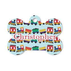 Trains Bone Shaped Dog ID Tag - Small (Personalized)
