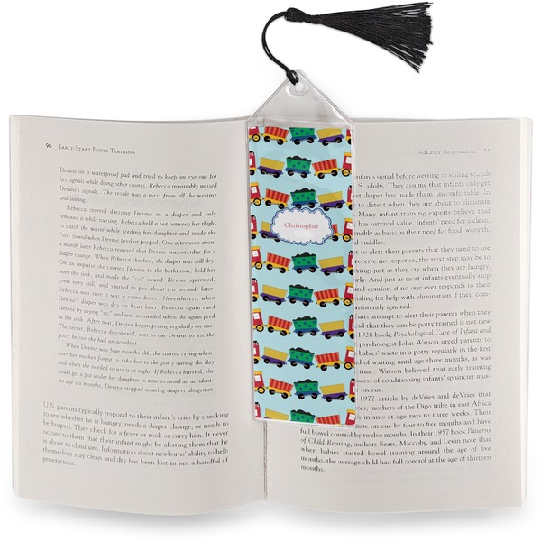Trains Bookmark with tassel - In book