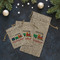 Trains Burlap Gift Bags - LIFESTYLE (Flat lay)