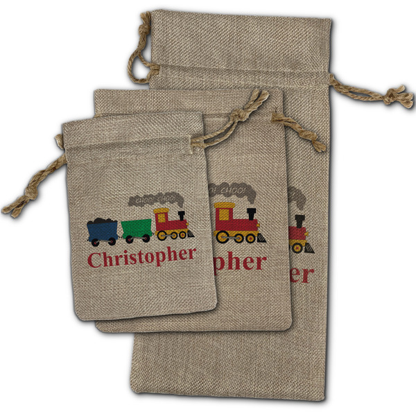 Trains Burlap Gift Bags - (PARENT MAIN) All Three