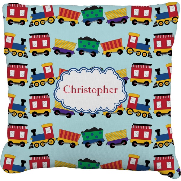 Custom Trains Faux-Linen Throw Pillow 16" (Personalized)