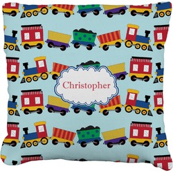 Trains Faux-Linen Throw Pillow 20" (Personalized)