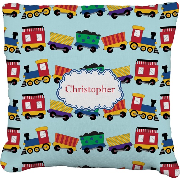 Custom Trains Faux-Linen Throw Pillow 20" (Personalized)
