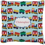 Trains Faux-Linen Throw Pillow 26" (Personalized)