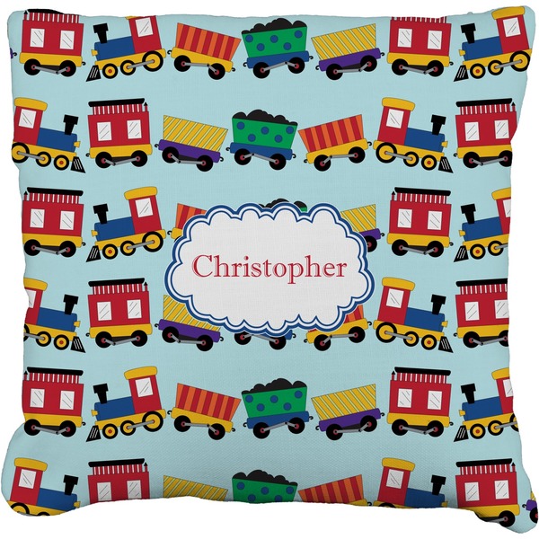 Custom Trains Faux-Linen Throw Pillow 26" (Personalized)