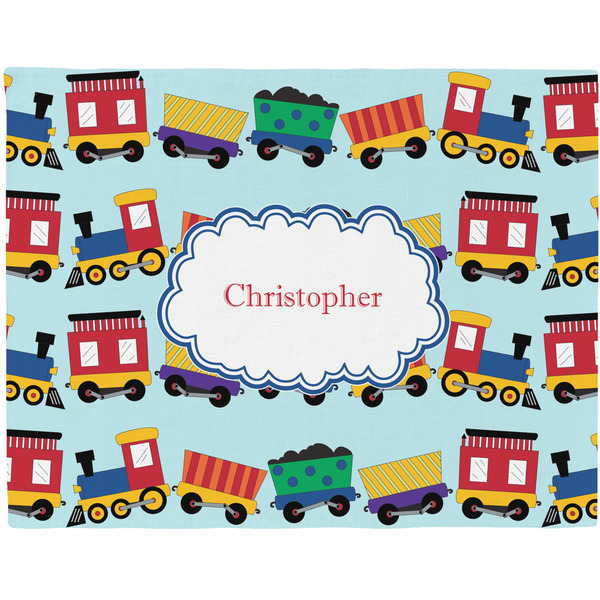 Custom Trains Woven Fabric Placemat - Twill w/ Name or Text