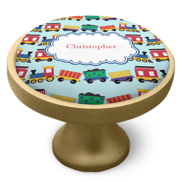 Trains Cabinet Knob - Gold - Side