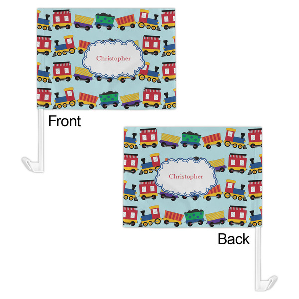 Trains Car Flag - 11" x 8" - Front & Back View