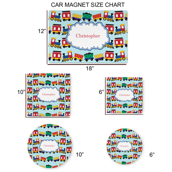 Trains Car Magnets - SIZE CHART