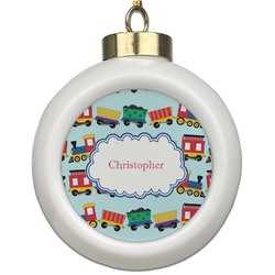 Trains Ceramic Ball Ornament (Personalized)