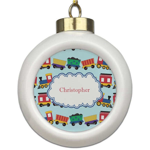 Custom Trains Ceramic Ball Ornament (Personalized)