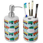 Trains Ceramic Bathroom Accessories Set (Personalized)