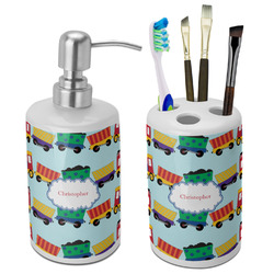 Trains Ceramic Bathroom Accessories Set (Personalized)