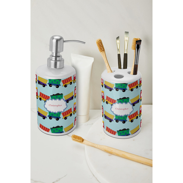 Trains Ceramic Bathroom Accessories - LIFESTYLE (toothbrush holder & soap dispenser)