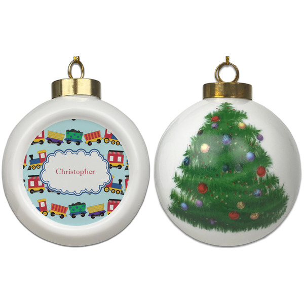 Trains Ceramic Christmas Ornament - X-Mas Tree (APPROVAL)