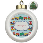 Trains Ceramic Ball Ornament - Christmas Tree (Personalized)