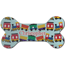 Trains Ceramic Dog Ornament - Front w/ Name or Text