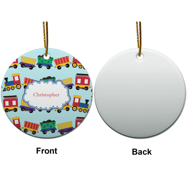 Trains Ceramic Flat Ornament - Circle Front & Back (APPROVAL)