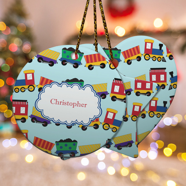 Custom Trains Ceramic Ornament w/ Name or Text