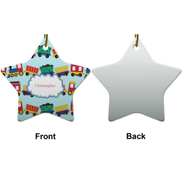 Trains Ceramic Flat Ornament - Star Front & Back (APPROVAL)