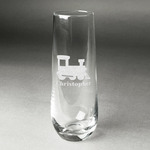 Trains Champagne Flute - Stemless Engraved - Single (Personalized)
