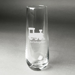 Trains Champagne Flute - Stemless Engraved (Personalized)
