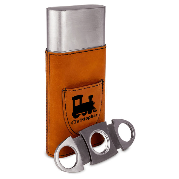 Trains Cigar Case with Cutter - ALT VIEW