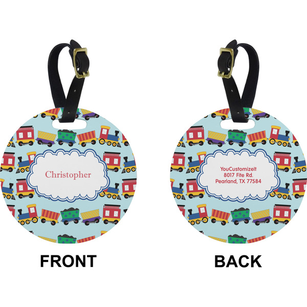 Trains Circle Luggage Tag (Front + Back)