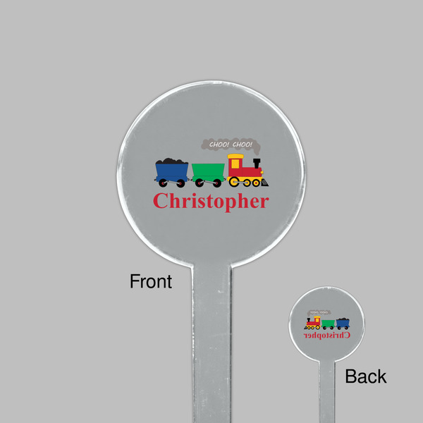 Trains Clear Plastic 7" Stir Stick - Round - Front & Back