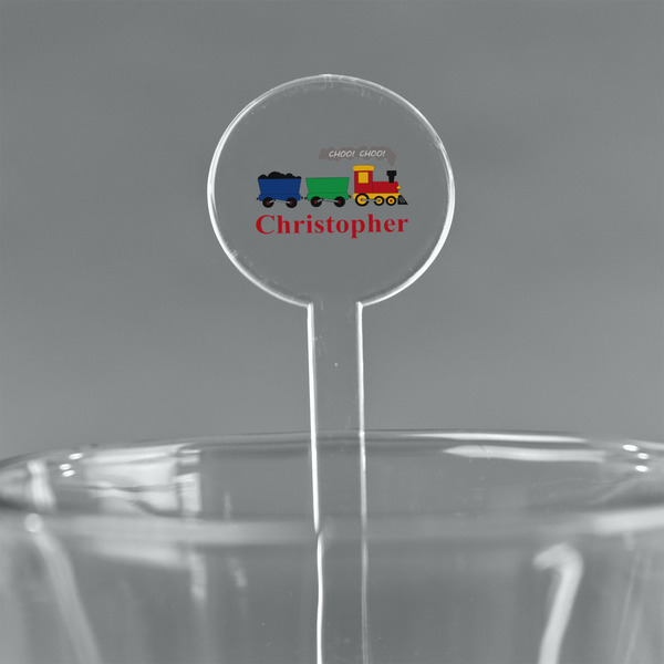 Custom Trains 5.5" Round Plastic Stir Sticks - Clear (Personalized)