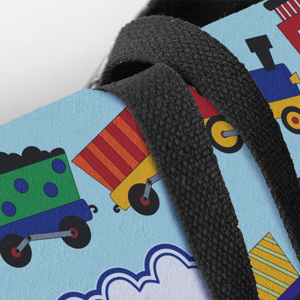 Trains Closeup of Tote w/Black Handles