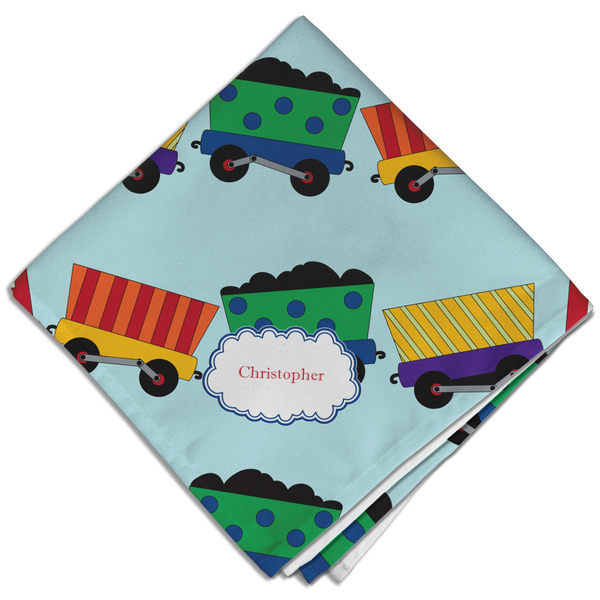 Custom Trains Cloth Dinner Napkin - Single w/ Name or Text