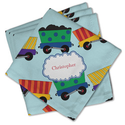 Trains Cloth Cocktail Napkins - Set of 4 w/ Name or Text