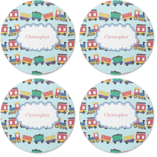 Trains Coaster Round Rubber Back - Apvl