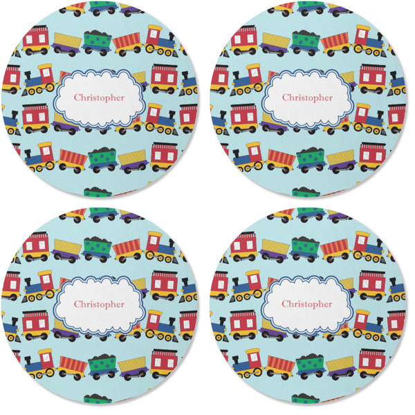 Trains Coaster Round Rubber Back - Apvl