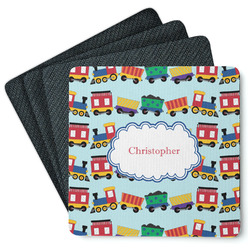 Trains Square Rubber Backed Coasters - Set of 4 (Personalized)