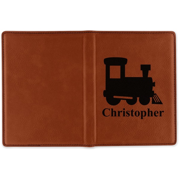 Trains Cognac Leather Passport Holder Outside Single Sided - Apvl