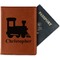 Trains Cognac Leather Passport Holder With Passport - Main