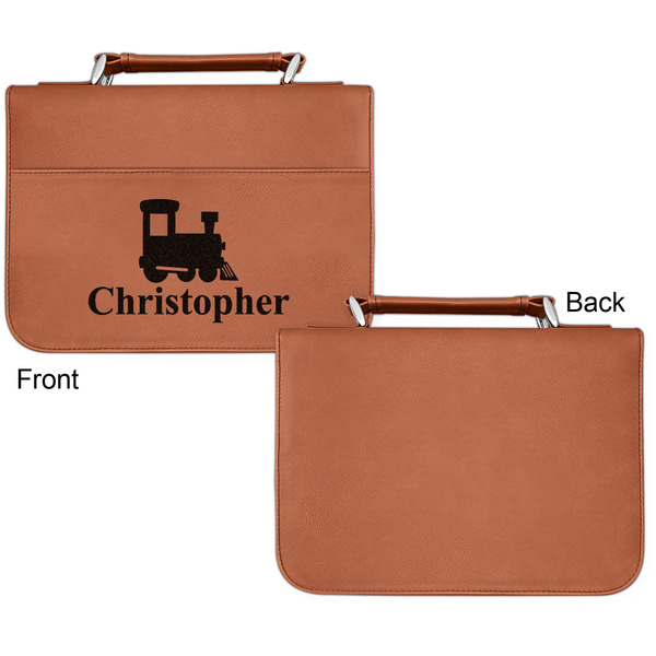 Trains Cognac Leatherette Bible Covers - Small Single Sided Apvl
