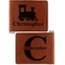 Trains Cognac Leatherette Bifold Wallets - Front and Back