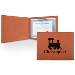 Trains Leatherette Certificate Holder - Front (Personalized)
