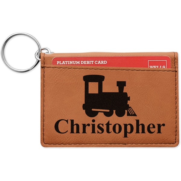 Custom Trains Leatherette Keychain ID Holder - Double Sided (Personalized)