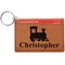 Trains Cognac Leatherette Keychain ID Holders - Front Credit Card