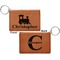 Trains Cognac Leatherette Keychain ID Holders - Front and Back Apvl